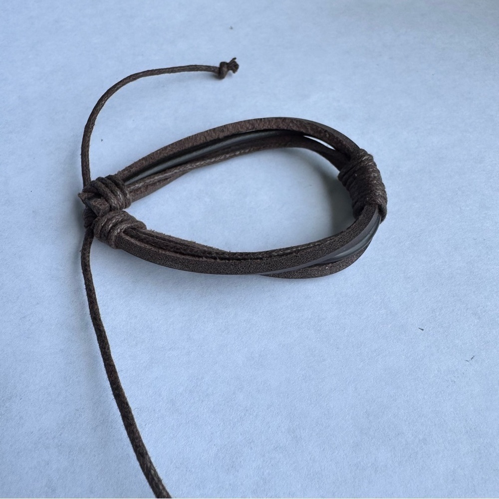 Brown Faux Leather Wrap Bracelet - Picture 4 of 5